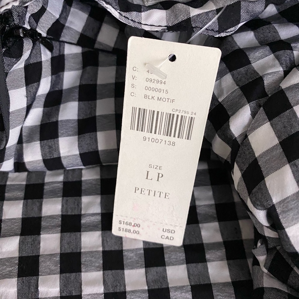 By Anthropologie One-Shoulder Gingham Midi Dress LP PL  black color - Picture 3 of 7